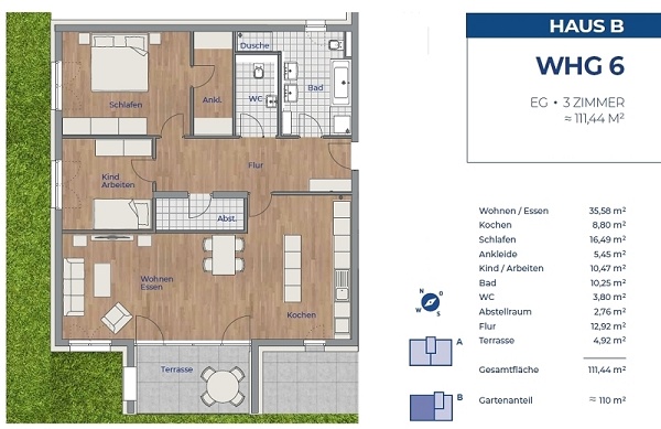 Grundriss Erdgeschosswohnung Heitersheim