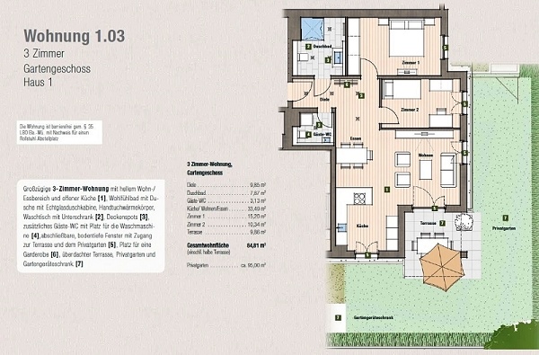 Grundriss Erdgeschosswohnung M�llheim