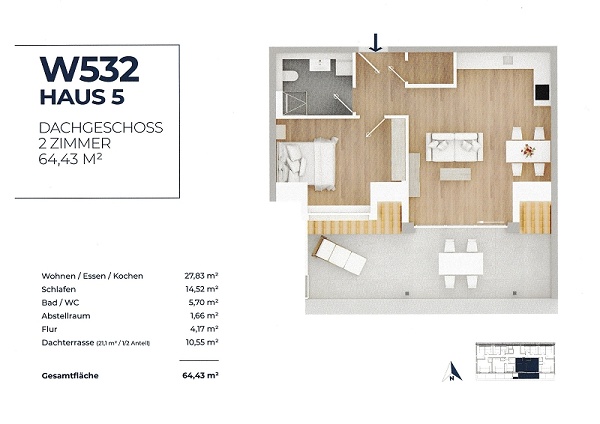 Grundriss Dachgeschosswohnung Endingen
