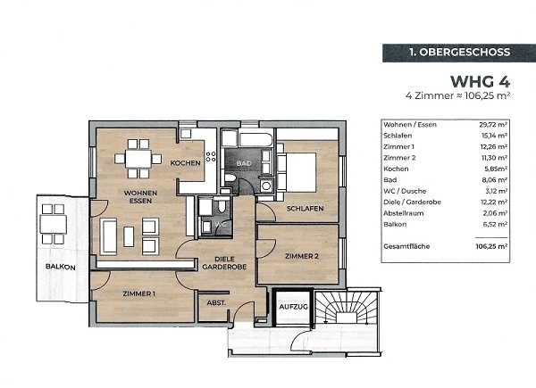 Grundriss Etagenwohnung Freiburg