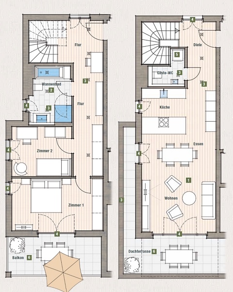 Grundriss Maisonettewohnung M�llheim