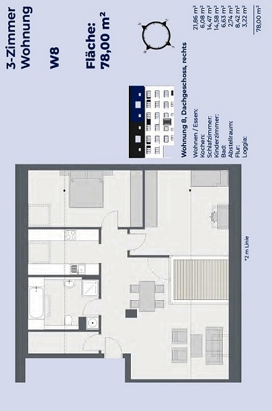 Grundriss Wohnung Nr. 8 Dachgeschosswohnung Bad Krozingen