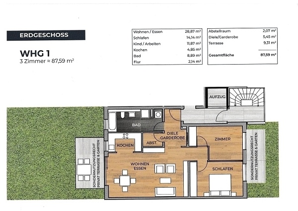 Grundriss Erdgeschosswohnung Freiburg