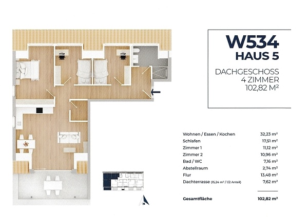 Ausstattungsbeispiel Dachgeschosswohnung Endingen