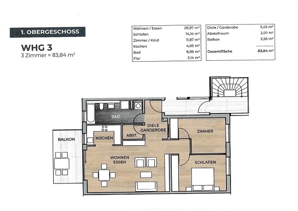 Grundriss Etagenwohnung Freiburg