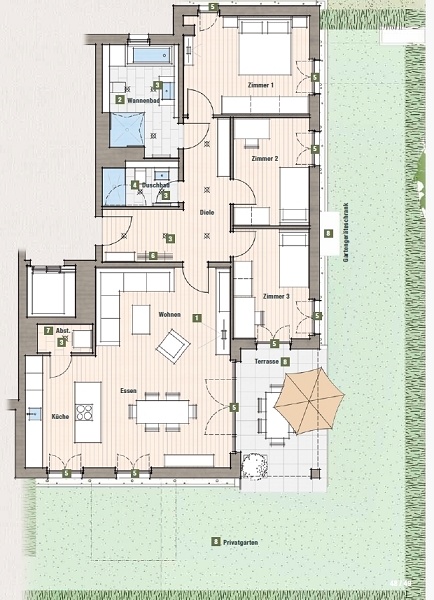 Grundriss Erdgeschosswohnung M�llheim
