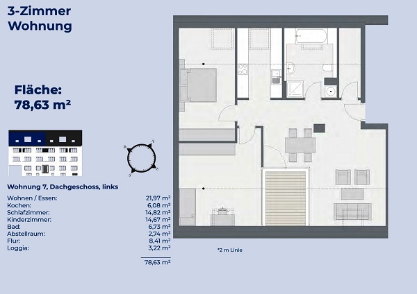 Grundriss Dachgeschosswohnung Bad Krozingen
